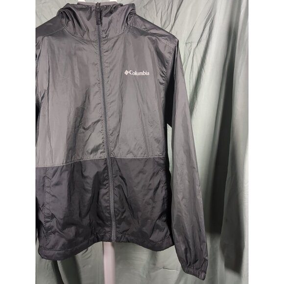 Columbia Men’s Center Ridge Windbreaker Hooded Jacket Gray/Black Medium  XM0287 - Picture 2 of 14